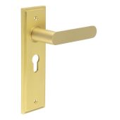 BUR25KIT245 Frelan Hardware Burlington Kensington Door Handles on 47&period;5mm Euro Backplate Satin Brass