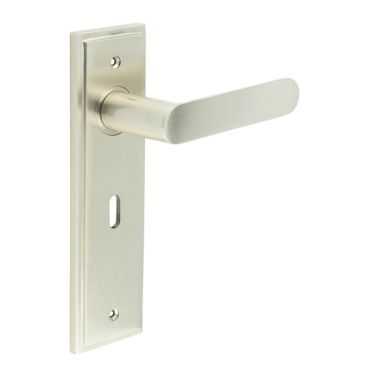 Click Here To Enlarge This Photo Of BUR25KIT321 Frelan Hardware Burlington Kensington Door Handles on 57mm Lock Backplate Satin Nickel
