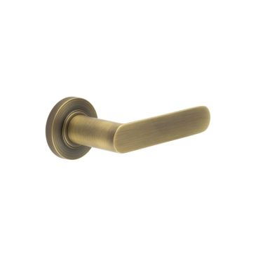 Click Here To Enlarge This Photo Of BUR25KIT5 Frelan Hardware Burlington Kensington Door Handles on Knurled Rose Antique Brass