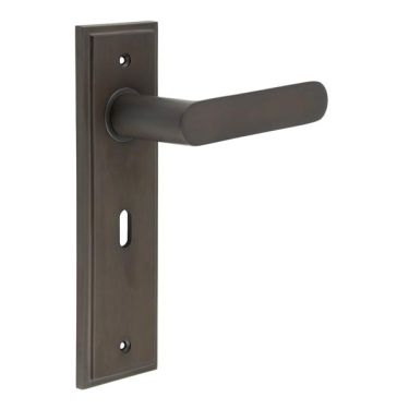 Click Here To Enlarge This Photo Of BUR25KIT87 Frelan Hardware Burlington Kensington Door Handles on 57mm Lock Backplate Dark Bronze