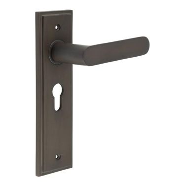 Click Here To Enlarge This Photo Of BUR25KIT89 Frelan Hardware Burlington Kensington Door Handles on 47&period;5mm Euro Backplate Dark Bronze