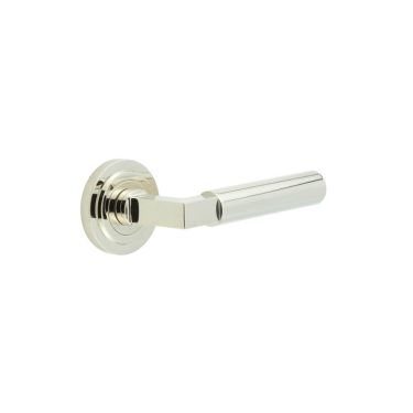 Click Here To Enlarge This Photo Of BUR30KIT159 Frelan Hardware Burlington Westminster Door Handles on Stepped Rose Polished Nickel