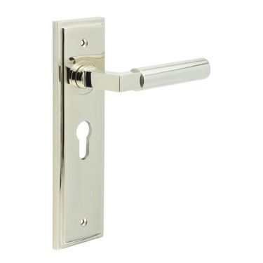 Click Here To Enlarge This Photo Of BUR30KIT167 Frelan Hardware Burlington Westminster Door Handles on 47&period;5mm Euro Backplate Polished Nickel