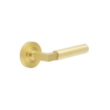 Click Here To Enlarge This Photo Of BUR30KIT235 Frelan Hardware Burlington Westminster Door Handles on Plain Rose Satin Brass
