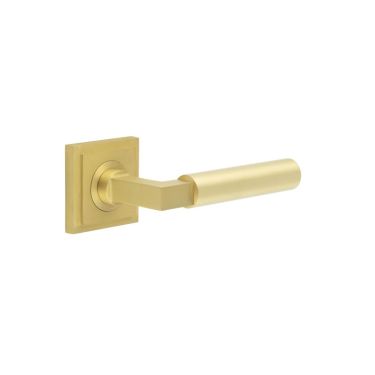 Click Here To Enlarge This Photo Of BUR30KIT241 Frelan Hardware Burlington Westminster Door Handles on Square Stepped Rose Satin Brass