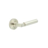 BUR30KIT317 Frelan Hardware Burlington Westminster Door Handles on Knurled Rose Satin Nickel