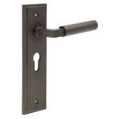 BUR30KIT89 Frelan Hardware Burlington Westminster Door Handles on 47&period;5mm Euro Backplate Dark Bronze