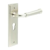BUR35KIT323 Frelan Hardware Burlington Highgate Door Handles on 47&period;5mm Euro Backplate Satin Nickel