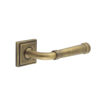 Click Here To Enlarge This Photo Of BUR35KIT7 Frelan Hardware Burlington Highgate Door Handles on Square Stepped Rose Antique Brass