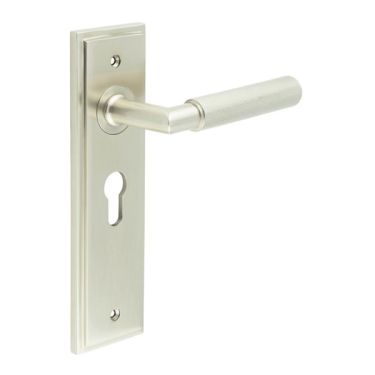 Click Here To Enlarge This Photo Of BUR40KIT323 Frelan Hardware Burlington Piccadilly Door Handles on 47&period;5mm Euro Backplate Satin Nickel
