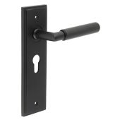 BUR40KIT336 Frelan Hardware Burlington Piccadilly Door Handles on 47&period;5mm Euro Backplate Matt Black