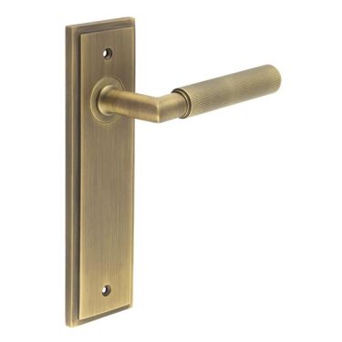 Click Here To Enlarge This Photo Of BUR40KIT8 Frelan Hardware Burlington Piccadilly Door Handles on Latch Backplate Antique Brass