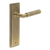 BUR40KIT8 Frelan Hardware Burlington Piccadilly Door Handles on Latch Backplate Antique Brass