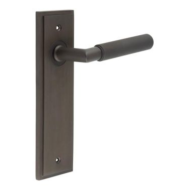 Click Here To Enlarge This Photo Of BUR40KIT86 Frelan Hardware Burlington Piccadilly Door Handles on Latch Backplate Dark Bronze