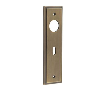 Click Here To Enlarge This Photo Of BUR451AB Frelan Hardware Burlington II Standard Key &lpar;57mm c&sol;c&rpar; Lock Backplates to suit Lever Handles Antique Brass