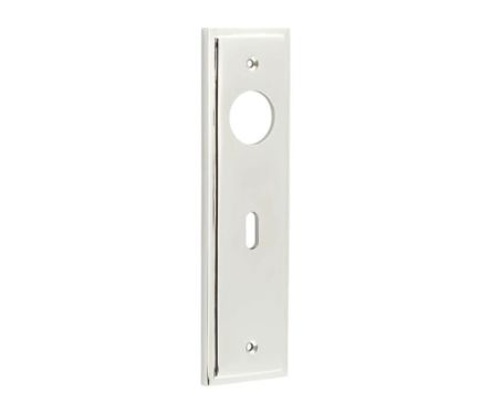 Click Here To Enlarge This Photo Of BUR451PN Frelan Hardware Burlington II Standard Key &lpar;57mm c&sol;c&rpar; Lock Backplates to suit Lever Handles Polished Nickel