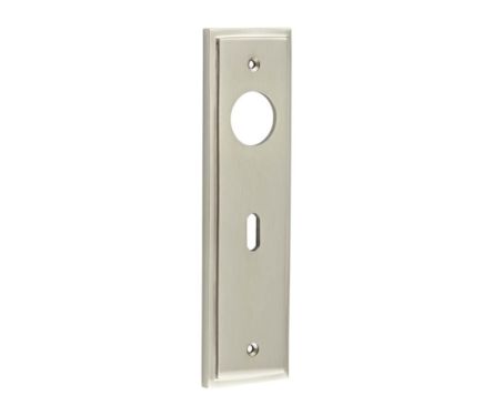 Click Here To Enlarge This Photo Of BUR451SN Frelan Hardware Burlington II Standard Key &lpar;57mm c&sol;c&rpar; Lock Backplates to suit Lever Handles Satin Nickel