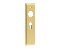 BUR454SB Frelan Hardware Burlington II Euro Profile &lpar;47&period;5mm c&sol;c&rpar; Lock Backplates to suit Lever Handles Satin Brass
