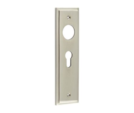 Click Here To Enlarge This Photo Of BUR454SN Frelan Hardware Burlington II Euro Profile &lpar;47&period;5mm c&sol;c&rpar; Lock Backplates to suit Lever Handles Satin Nickel