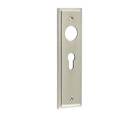 BUR454SN Frelan Hardware Burlington II Euro Profile &lpar;47&period;5mm c&sol;c&rpar; Lock Backplates to suit Lever Handles Satin Nickel