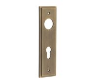 BUR455AB Frelan Hardware Burlington II Euro Profile &lpar;72mm c&sol;c&rpar; Din Lock Backplates to suit Lever Handles Antique Brass