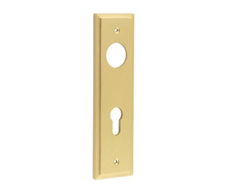 Click Here To Enlarge This Photo Of BUR455SB Frelan Hardware Burlington II Euro Profile &lpar;72mm c&sol;c&rpar; Din Lock Backplates to suit Lever Handles Satin Brass