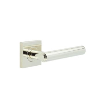Click Here To Enlarge This Photo Of BUR45KIT162 Frelan Hardware Burlington Richmond Door Handles on Square Plain Rose Polished Nickel