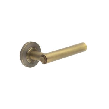 Click Here To Enlarge This Photo Of BUR45KIT2 Frelan Hardware Burlington Richmond Door Handles on Chamfered Rose Antique Brass