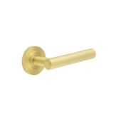 BUR45KIT239 Frelan Hardware Burlington Richmond Door Handles on Knurled Rose Satin Brass