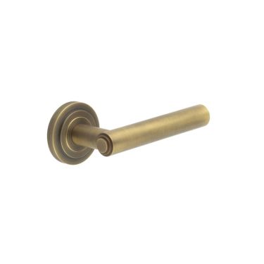 Click Here To Enlarge This Photo Of BUR45KIT3 Frelan Hardware Burlington Richmond Door Handles on Stepped Rose Antique Brass
