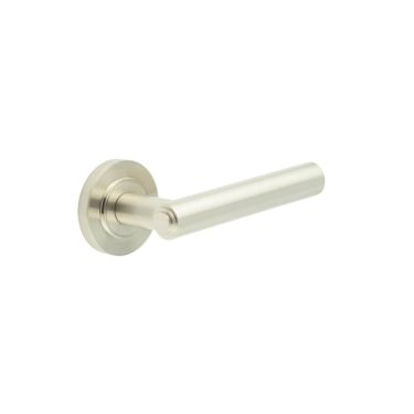Click Here To Enlarge This Photo Of BUR45KIT313 Frelan Hardware Burlington Richmond Door Handles on Plain Rose Satin Nickel