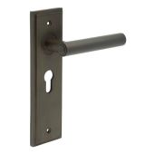 BUR45KIT89 Frelan Hardware Burlington Richmond Door Handles on 47&period;5mm Euro Backplate Dark Bronze