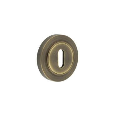Click Here To Enlarge This Photo Of BUR-60AB-71AB Frelan Hardware Burlington Standard Keyway Escutcheon on Plain Rose Antique Brass