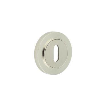 Click Here To Enlarge This Photo Of BUR-60SN-71SN Frelan Hardware Burlington Standard Keyway Escutcheon on Plain Rose Satin Nickel