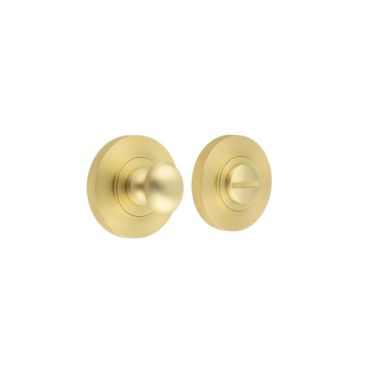 Click Here To Enlarge This Photo Of BUR-80SB-55SB Frelan Hardware Burlington Turn & Release &lpar;Inner 1&rpar; Knurled Rose Satin Brass
