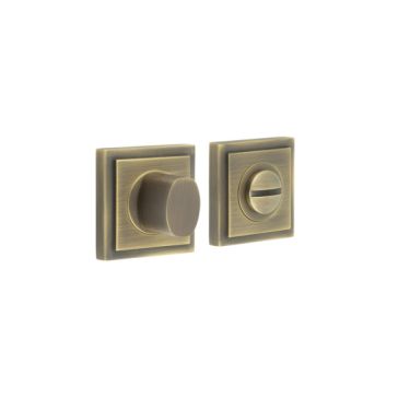 Click Here To Enlarge This Photo Of BUR-81AB-152AB Frelan Hardware Burlington Turn & Release &lpar;Inner 3&rpar; Square Stepped Rose Antique Brass
