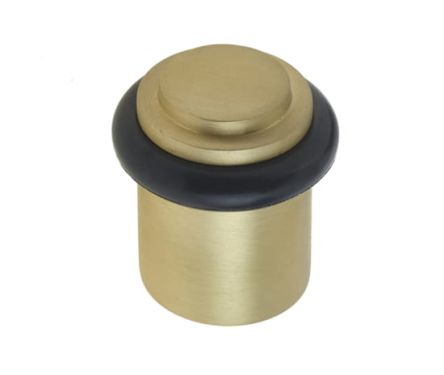 Click Here To Enlarge This Photo Of BUR962SB Frelan Hardware Burlington Stepped Floor Mounted Door Stop 40mm Dia Satin Brass