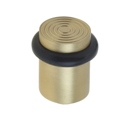 Click Here To Enlarge This Photo Of BUR963SB Frelan Hardware Burlington Reeded Floor Mounted Door Stop 40mm Dia Satin Brass
