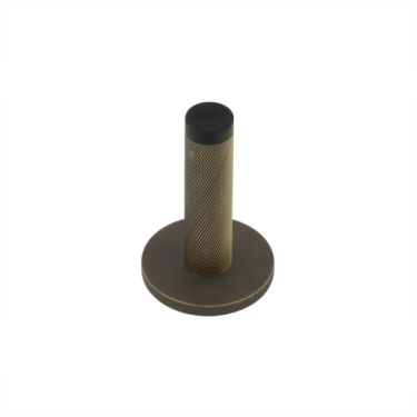Click Here To Enlarge This Photo Of BUR-968AB-969AB Frelan Hardware Burlington Knurled 75mm Wall Mounted Door Stop &lpar;Knurled Rose&rpar; Antique Brass