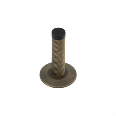 Click Here To Enlarge This Photo Of BUR-968AB-972AB Frelan Hardware Burlington Knurled 75mm Wall Mounted Door Stop &lpar;Chamfered Rose&rpar; Antique Brass