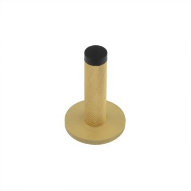Click Here To Enlarge This Photo Of BUR-968SB-969SB Frelan Hardware Burlington Knurled 75mm Wall Mounted Door Stop &lpar;Knurled Rose&rpar; Satin Brass