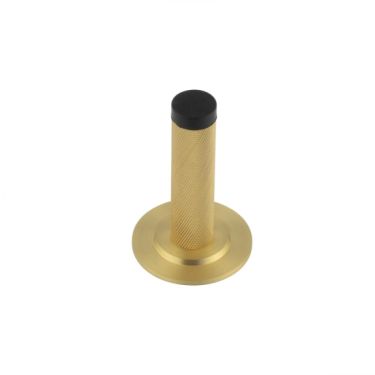 Click Here To Enlarge This Photo Of BUR-968SB-973SB Frelan Hardware Burlington Knurled 75mm Wall Mounted Door Stop &lpar;Stepped Rose&rpar; Satin Brass