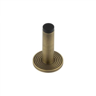 Click Here To Enlarge This Photo Of BUR-970AB-974AB Frelan Hardware Burlington Plain 75mm Wall Mounted Door Stop &lpar;Reeded Rose&rpar; Antique Brass