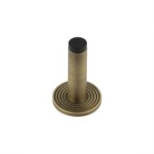 BUR-970AB-974AB Frelan Hardware Burlington Plain 75mm Wall Mounted Door Stop &lpar;Reeded Rose&rpar; Antique Brass