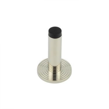 Click Here To Enlarge This Photo Of BUR-970PN-974PN Frelan Hardware Burlington Plain 75mm Wall Mounted Door Stop &lpar;Reeded Rose&rpar; Polished Nickel
