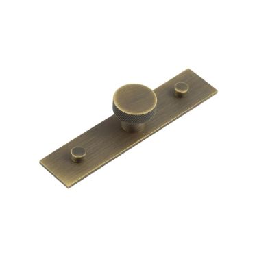 Click Here To Enlarge This Photo Of HOX-130AB-5090AB Frelan Hardware Hoxton Wenlock Cupboard Knob 30mm on Plain Backplate Antique Brass