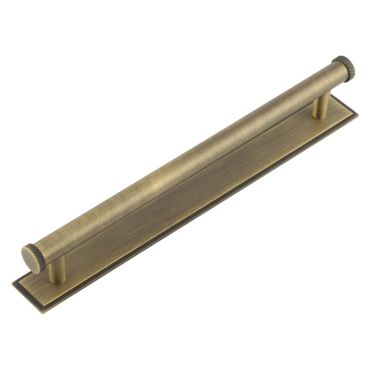 Click Here To Enlarge This Photo Of HOX-160AB-6060AB Frelan Hardware Hoxton Wenlock Cabinet Handle 224mm on Stepped Backplate Antique Brass