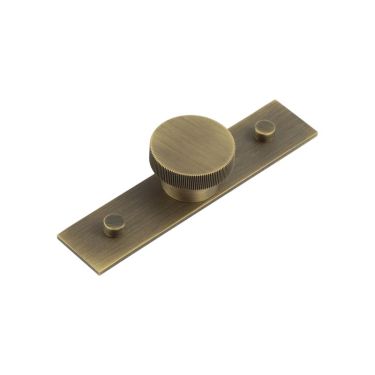 Click Here To Enlarge This Photo Of HOX-240AB-5090AB Frelan Hardware Hoxton Thaxted Cupboard Knob 40mm on Plain Backplate Antique Brass