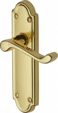 Click Here To Enlarge This Photo Of V313-PB Heritage Brass Door Handle Lever Latch Meridian Design Polished Brass Finish