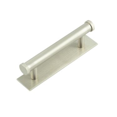 Click Here To Enlarge This Photo Of HOX-250SN-5050SN Frelan Hardware Hoxton Thaxted Cabinet Handle 96mm on Plain Backplate Satin Nickel
